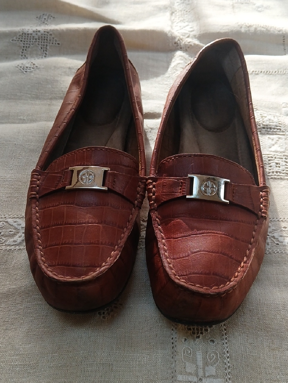 Giani Bernini Rust Croc-Embossed Loafers